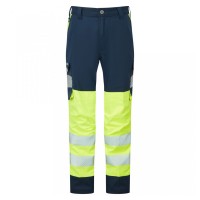 Leo Workwear Winswell Women's Stretch Cargo Trousers Hi-Vis Yellow / Navy